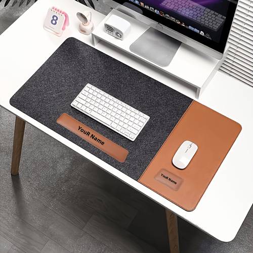 three piece extra large gaming mouse pad set non slip leather office desk mat matching pu leather keyboard wrist rest for keyboards and mice suitable for writing and office use rectangular polyester keyboard pads with colors a meaningful peripheral