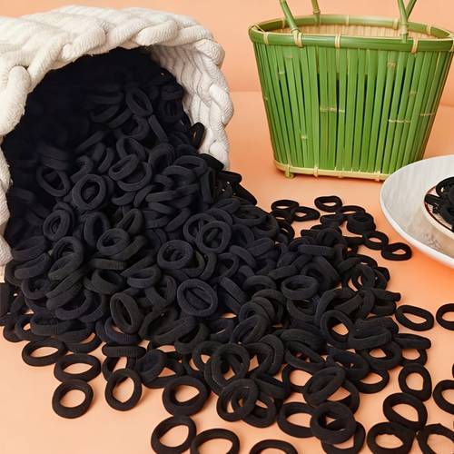500pcs black basic elastic hair ties high ponytail holders rubber bands for women daily use summer beach vacation essentials hair accessories