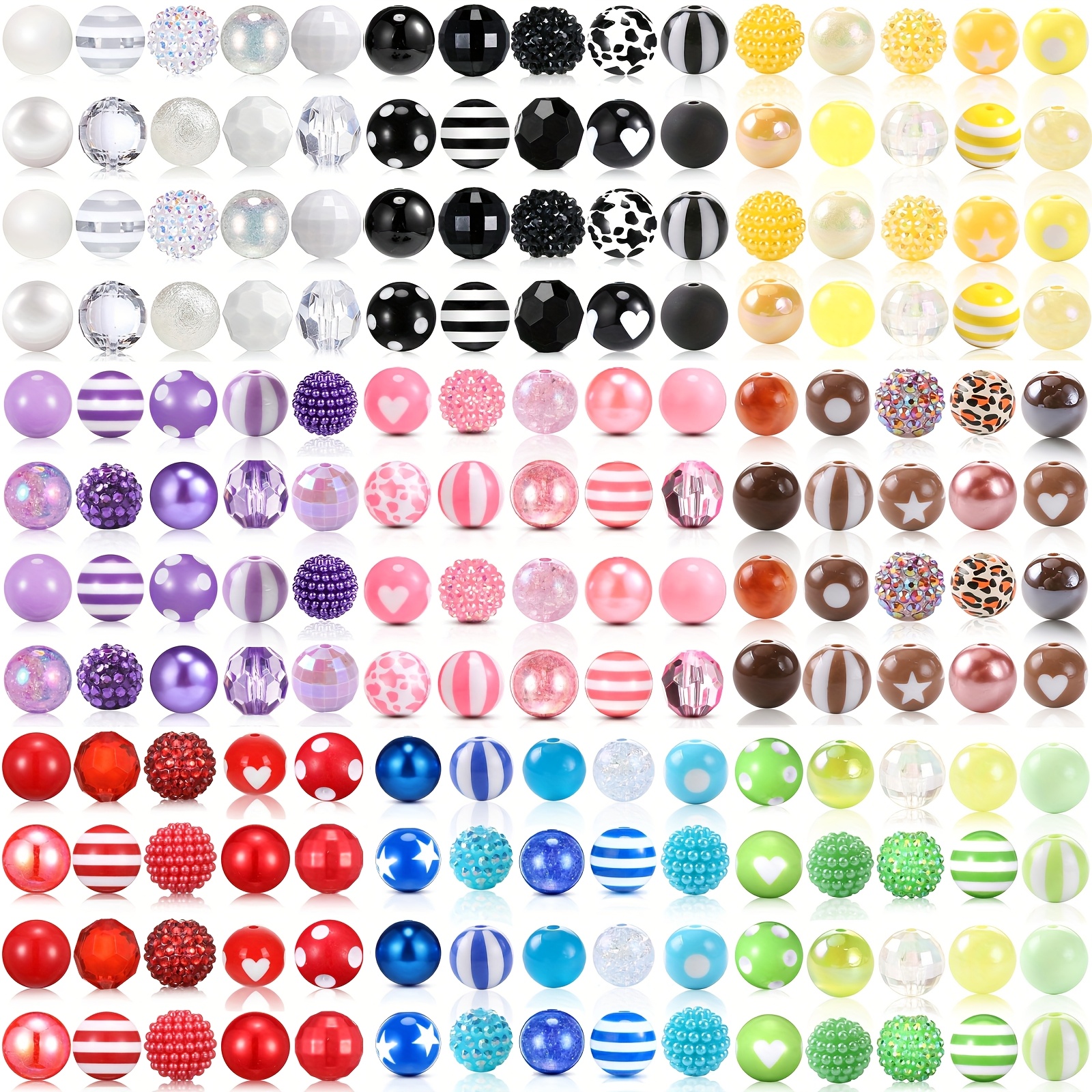 20pcs vibrant chunky bubblegum beads large glossy acrylic   pearls in assorted colors patterns for diy crafts jewelry making keychains pen decorations charms for jewelry making