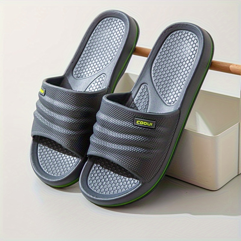 

Men's Solid Color Simple Style Open Toe Breathable Eva Slippers, Comfy Non Slip Durable Soft Sole Slides, Men's Footwear