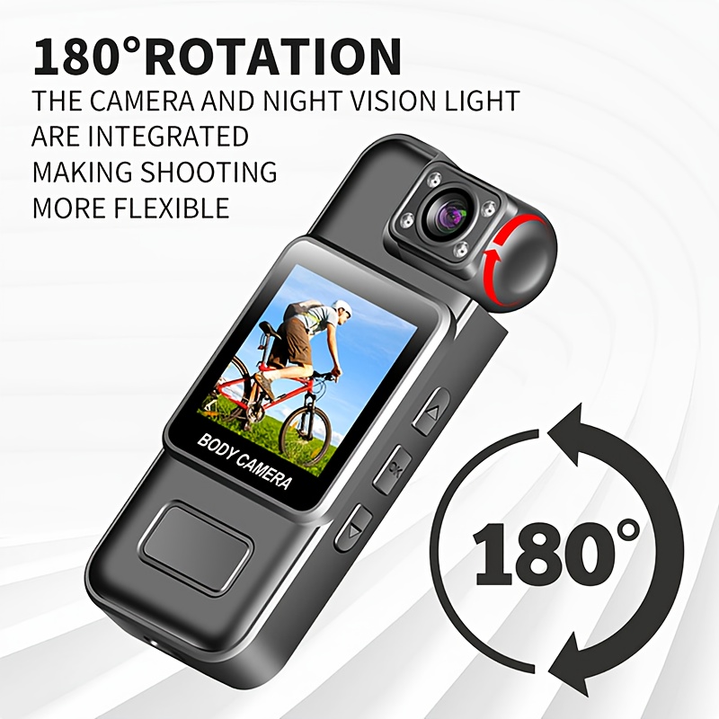YIIYRY 1080P Full HD Outdoor Cycling Camera, Motorcycle Dashcam with Night Vision, One-Click Audio & Video Recording, 1000mAh Rechargeable Battery, Sleek Black Design - Perfect Christmas Gift (SD Card Not Included), Bike Camera for Cycling, Secure Clip Design