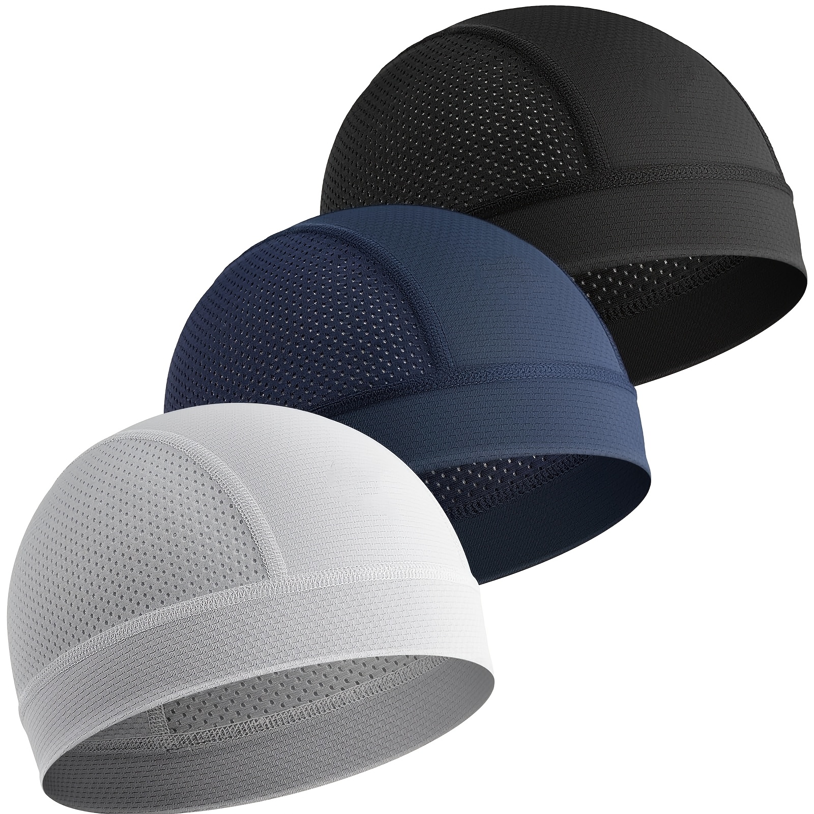 TEMU 3pcs For Men' Cooling & Beanie Hat - Breathable Mesh Quick-dry Lightweight Suitable For Cycling, Running, Outdoor Sports, - Wear, Machine