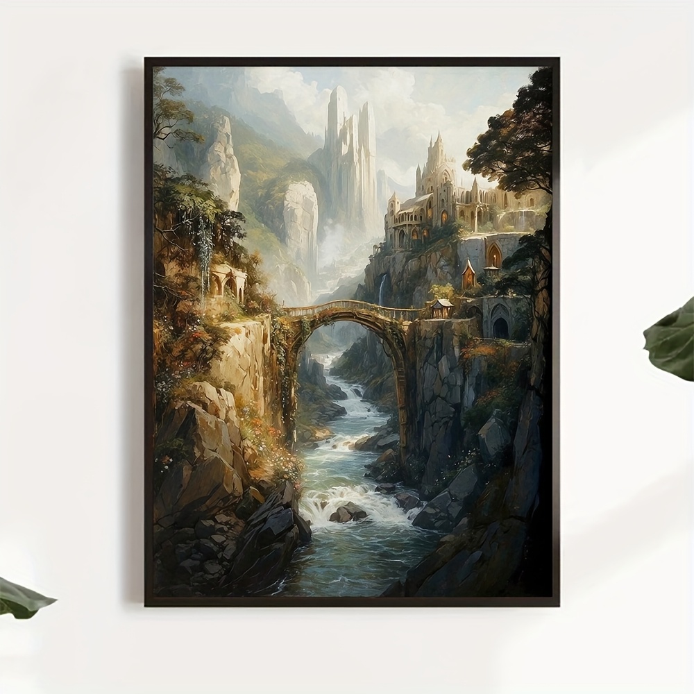 

1pc The Of The Rings Landscape Canvas Art Print, Inspired Poster, Wall Decor For Living Room, Bedroom, Home Office - Indoor Artwork