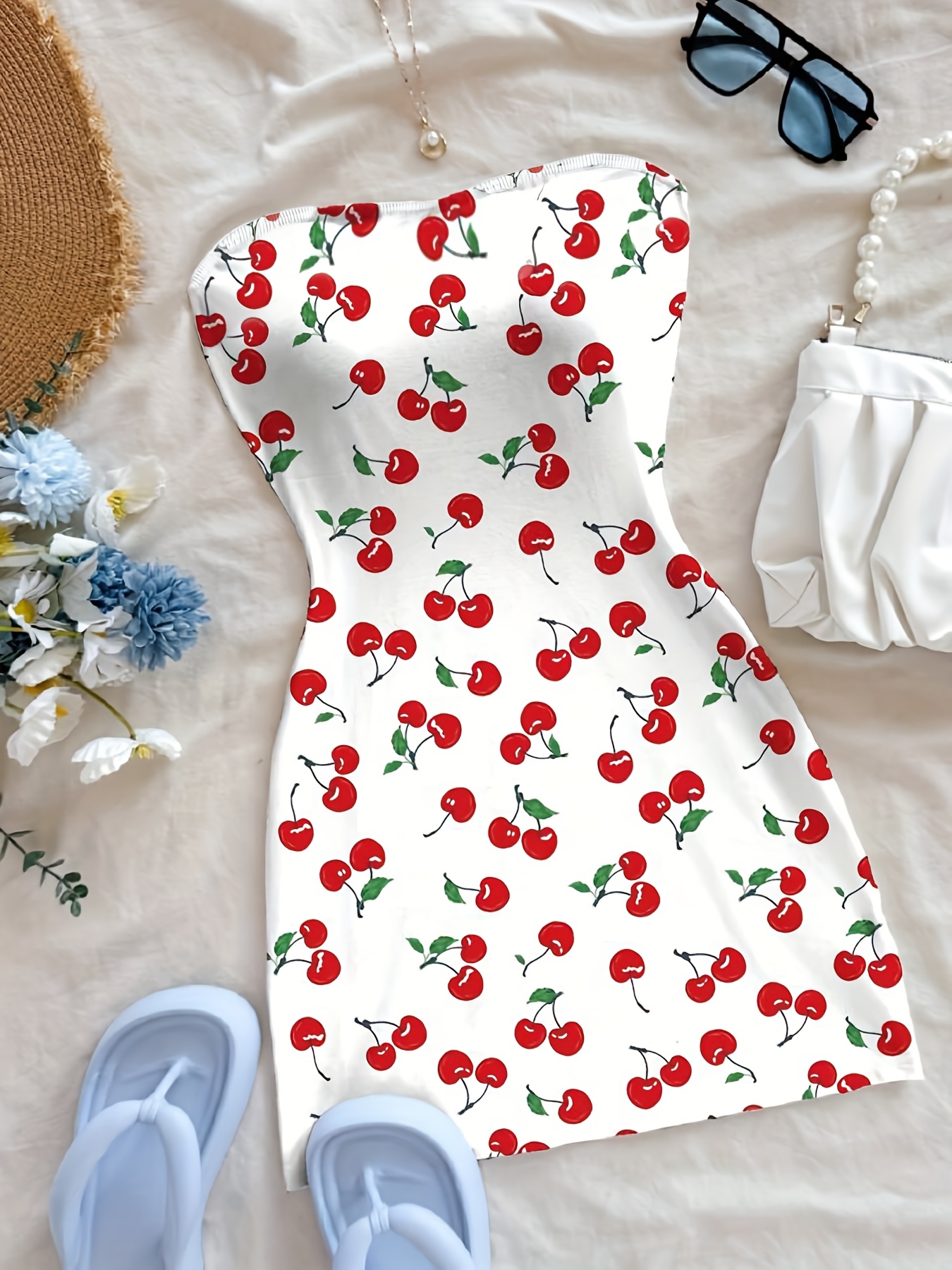 strapless open back dress Heart Red Bodycon Mini Dress