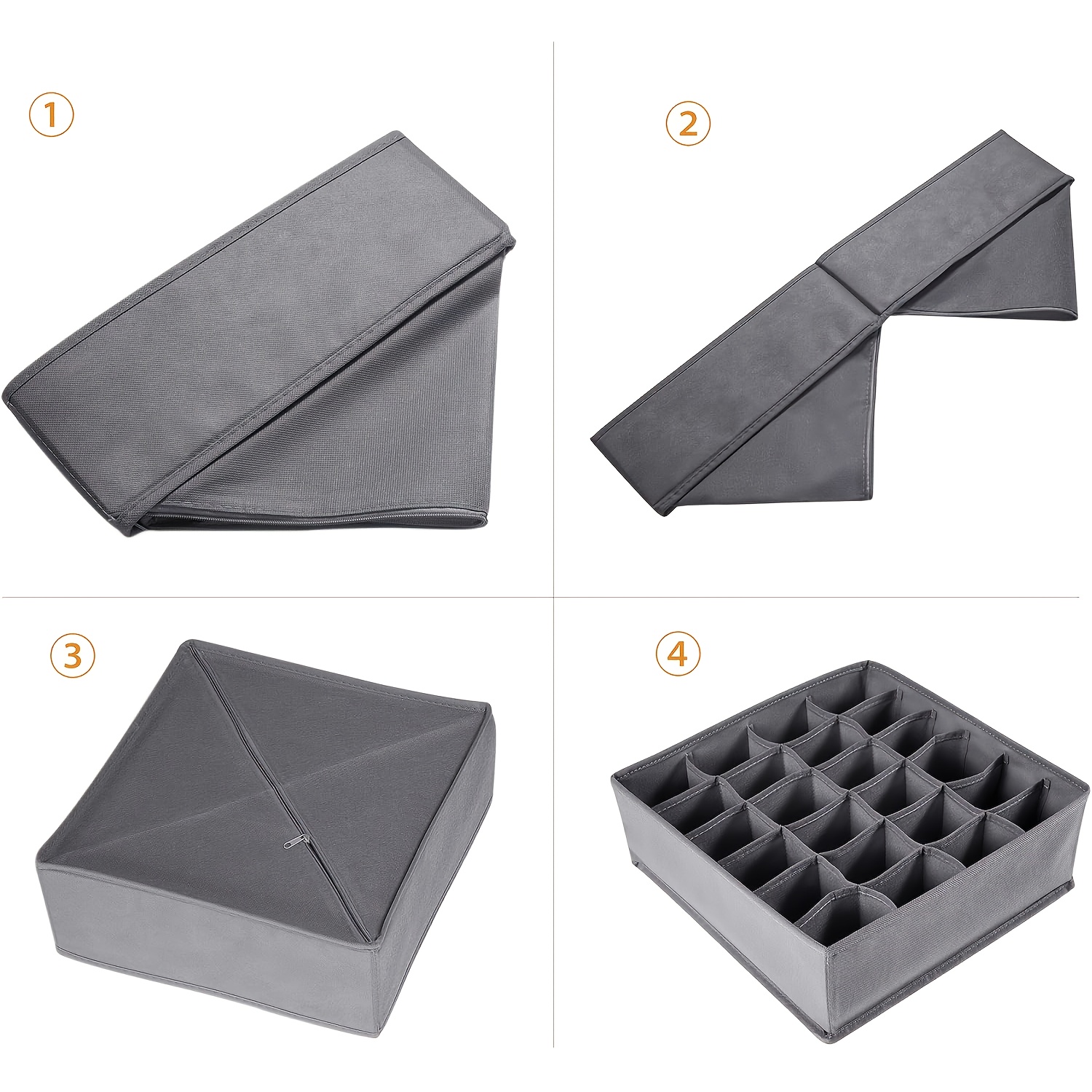 16pcs Multi-Compartment Fabric Drawer Organizer Set