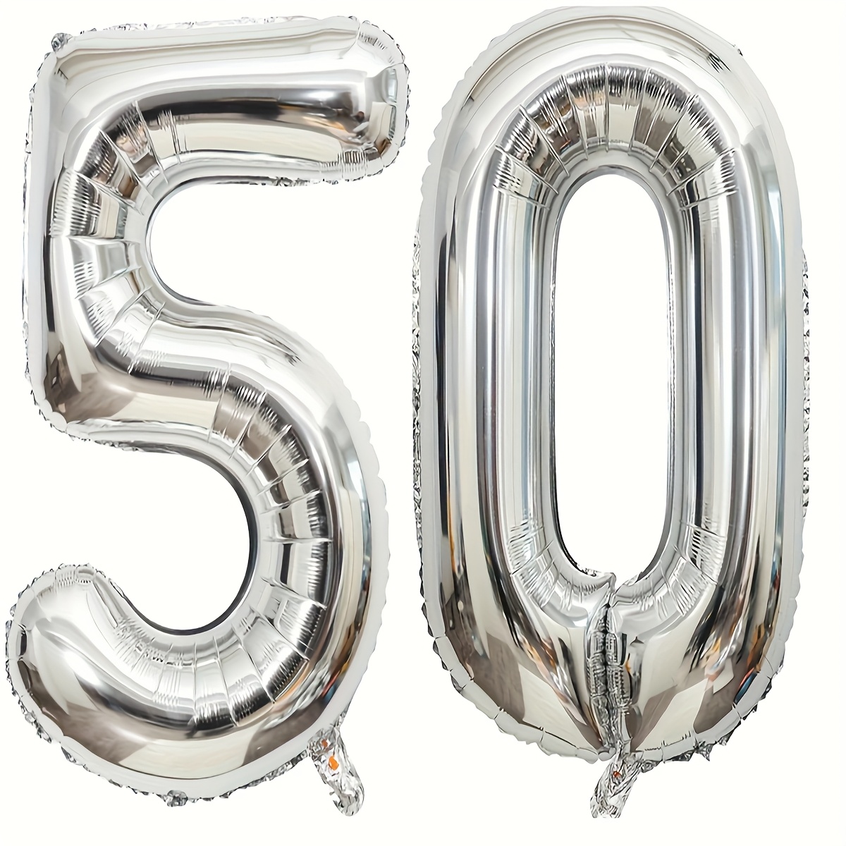 2 32-inch Giant Silvery Number Foil Balloons, Suitable For 50th Birthday Party Decorations And Anniversary Decor Supplies