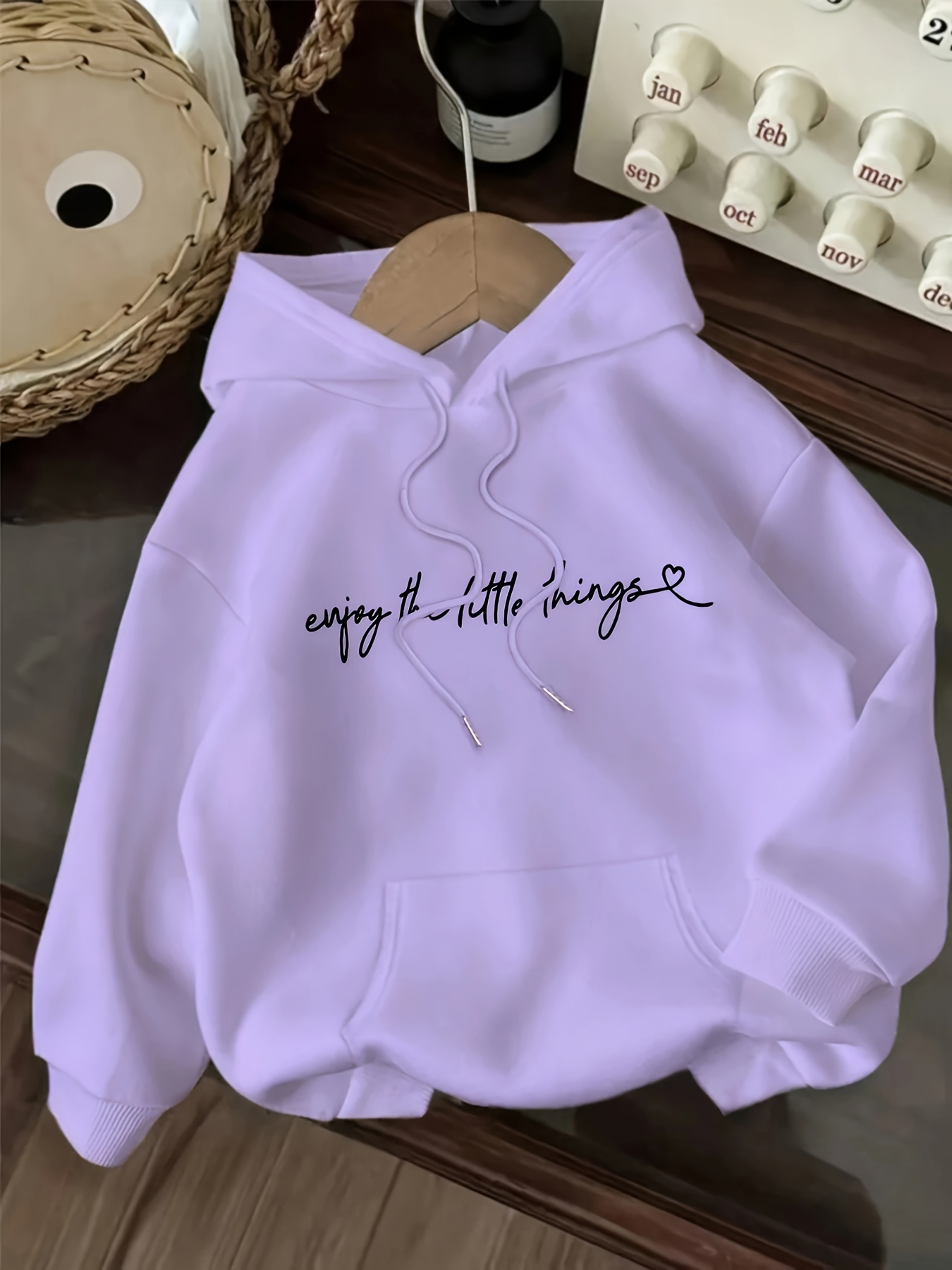 sweat à capuche décontracté pour femmes avec impression de lettres enjoy  ,   et capuche à cordon - pull à manches longues confortable pour lautomne/hiver, sweat décontracté | sweat décontracté | sweat à capuche confortable Détails du produit 15