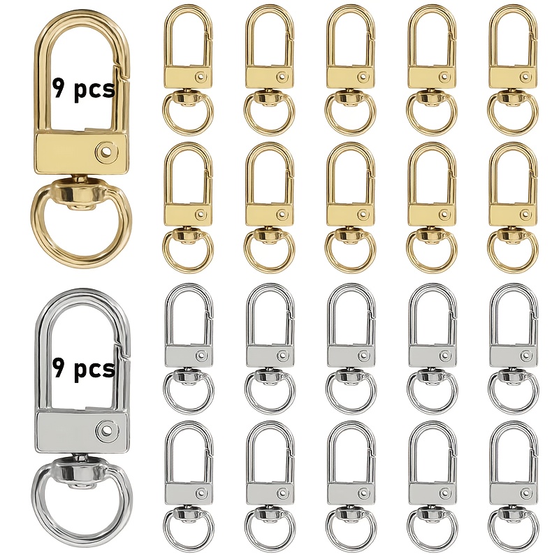 TEMU 18pcs Rotatable Men's Keychains, Keychains, Durable U-shaped Hook Rings, Rotatable Buckle Spring Key Hooks, Keychain Making, Pendant Handmade