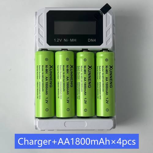 dn4 rechargeable 1800mah aa batteries or 900mah aaa ni mh batteries with versatile dn4 charger with 5v 2a usb charging port