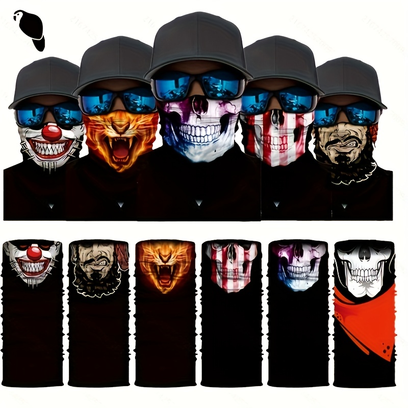 

6pcs Skull Balaclava Set - , Stretchy Neck Gaiter For Motorcycle & | Stylish & Comfortable Multi-use Headgear For Cycling, Skiing & Winter Sports