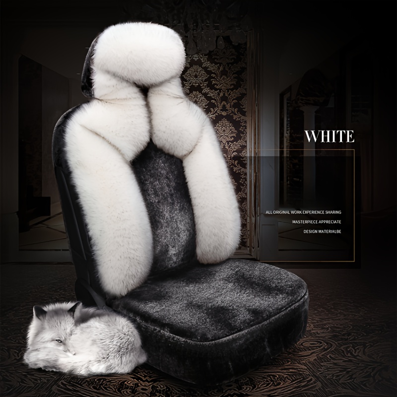Front Row Single Seat, Luxury Elegant Full-Cover Artificial Fur Long-Pile Winter Car Seat Cover – Soft, Comfortable & Warm, Suitable for Most Cars, Interior Decoration Accessory, Fluffy Car Seat Covers, Car Cushion Seat, Car Covers Seat Full Set, Car