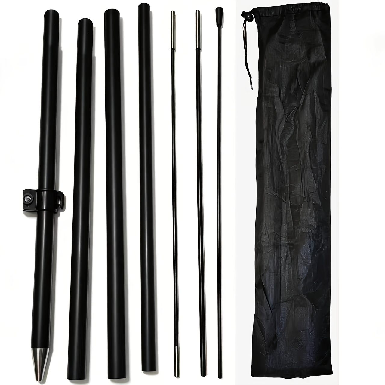 TEMU 249.94cm Feather Flag Pole Set, Heavy-duty Black Aluminum Alloy Flagpole, With Ground Pegs And Portable Backpack, Suitable For 152.4-201.17cm