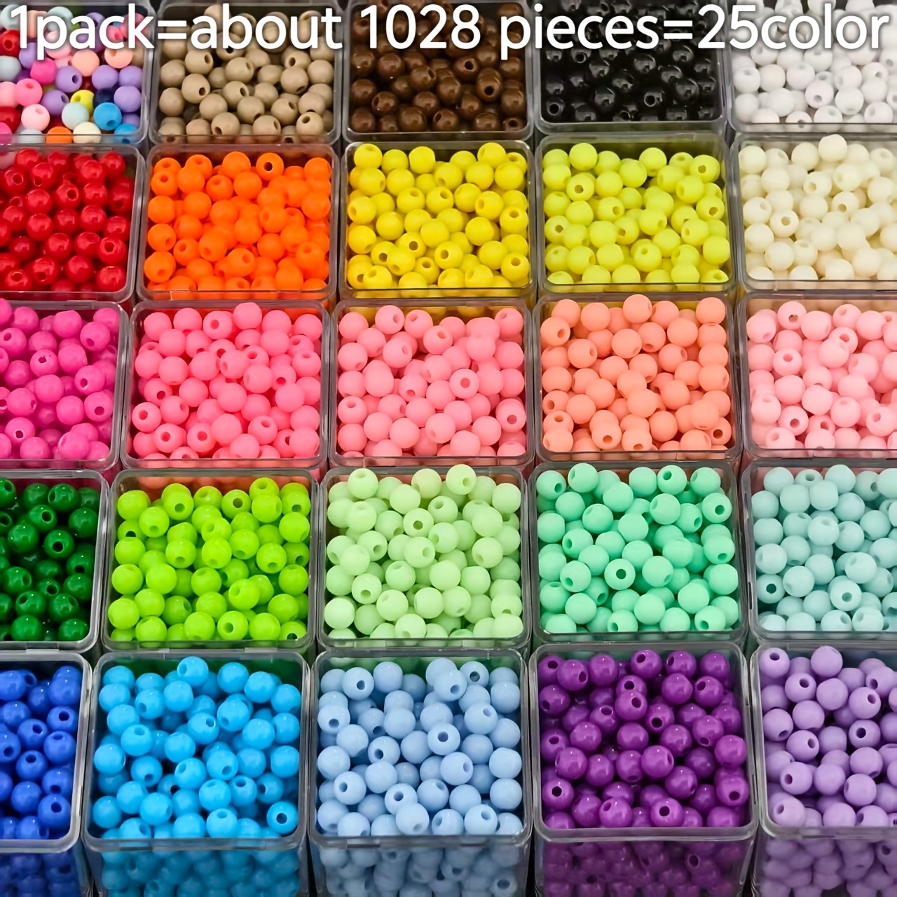 Image of 1028pcs 6mm 25 Colors Vibrant Solid Acrylic Beads. Necklace Earring Jewelry Making, Party Decoration Supplies Bead Embellishments, Jewelry Making Supplies