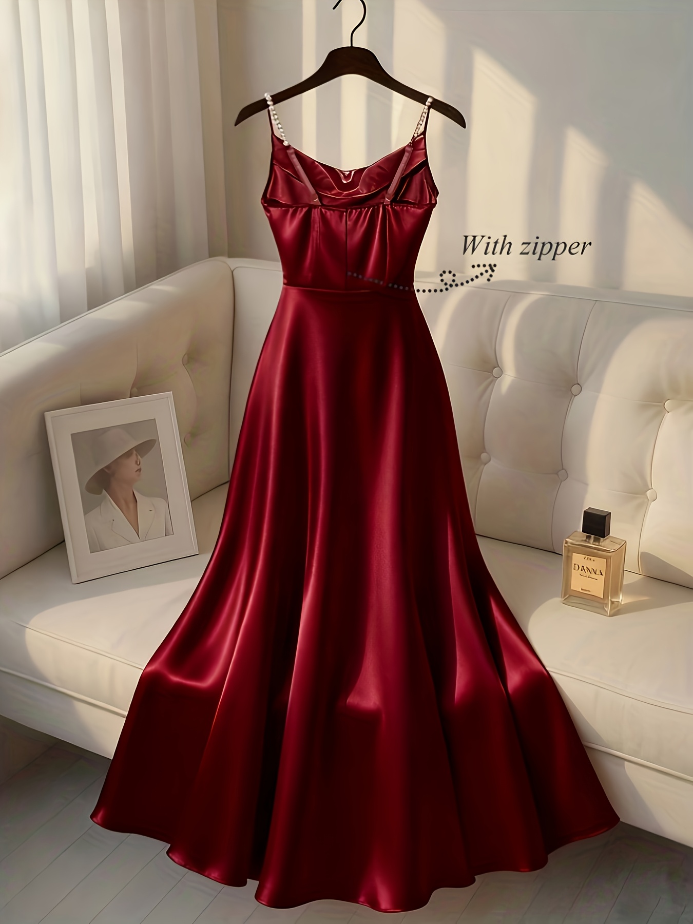 directional strap satin dress pearl embellished - Temu