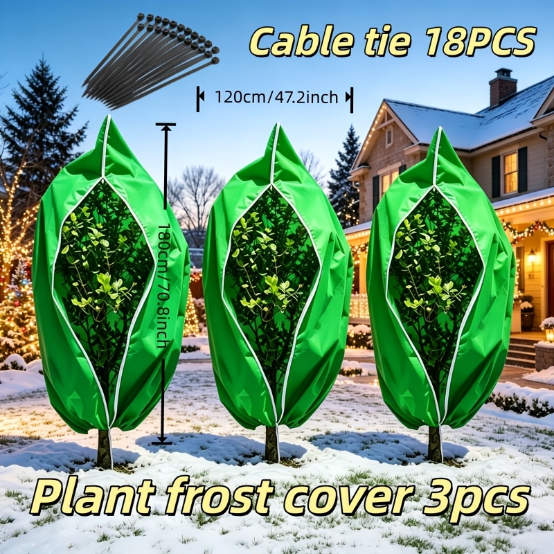 TEMU Ensemble de 3 protections pour plantes avec fenêtre d'observation zippée, réutilisables avec cordon de serrage, respirantes et épaissies pour et