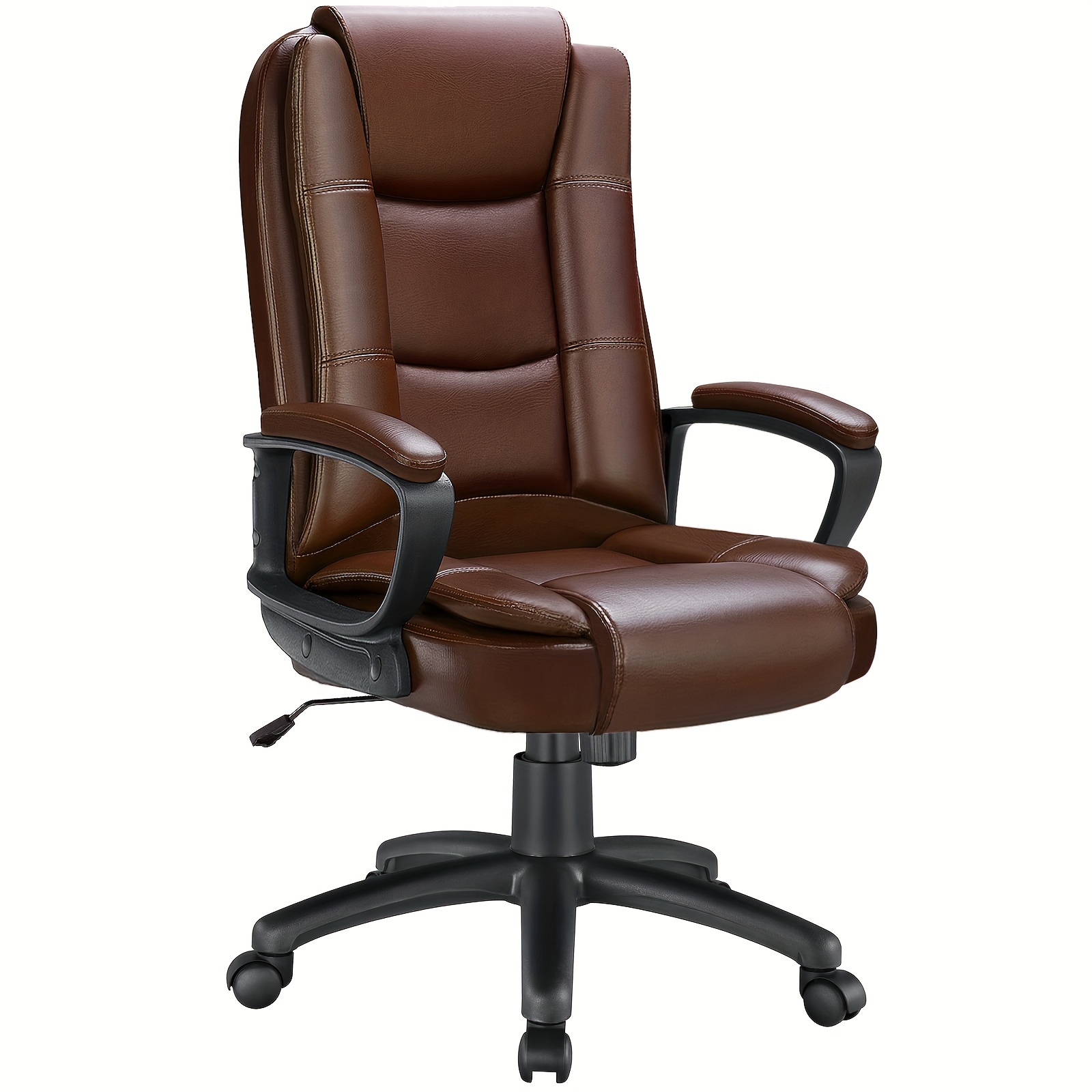 

Lemberi Office Desk Chair, Big And Tall Managerial Executive Chair, High Back Computer Chair, Ergonomic Adjustable Height Pu Leather Chairs With Cushions Armrest For Long Time Sitting (brown)