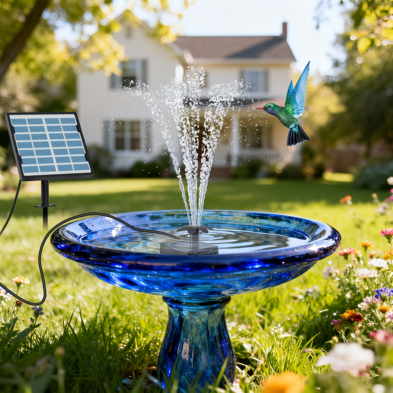 Flower Solar Water Pump – 1.4W Energy Efficient Bird Bath Fountain With Solar Panel – For Fish Pond, Garden, Aquarium – ABS & Monocrystalline Silicon