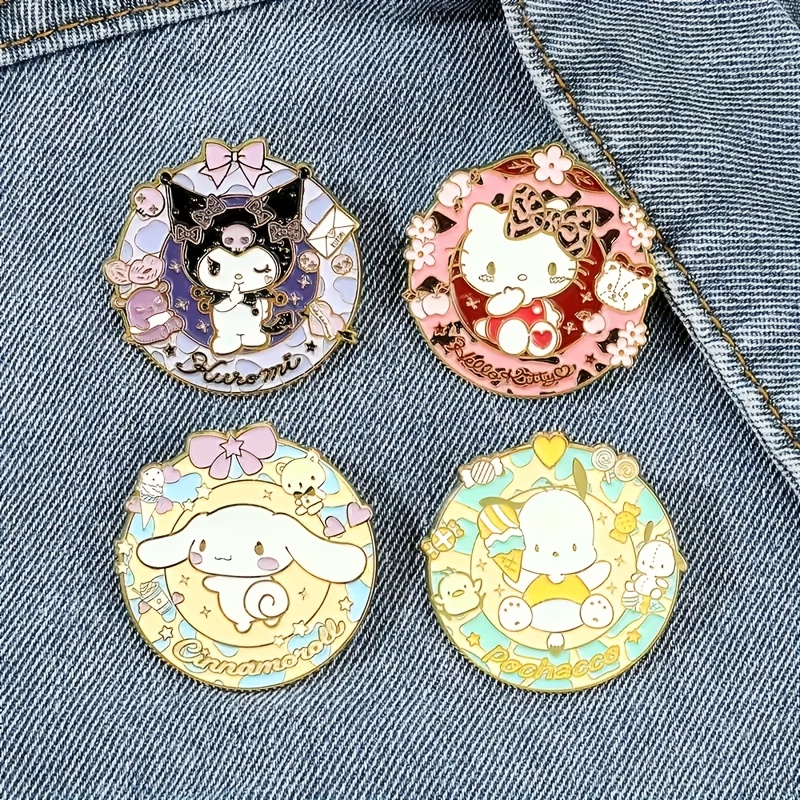 

4pcs Sanrio Enamel Pins - Kuromi & Hello Kitty Characters, Cute Metal Badges For Clothing And Backpacks, Perfect Accessory & Gift Idea, Accessories| Characters| Enamelwork