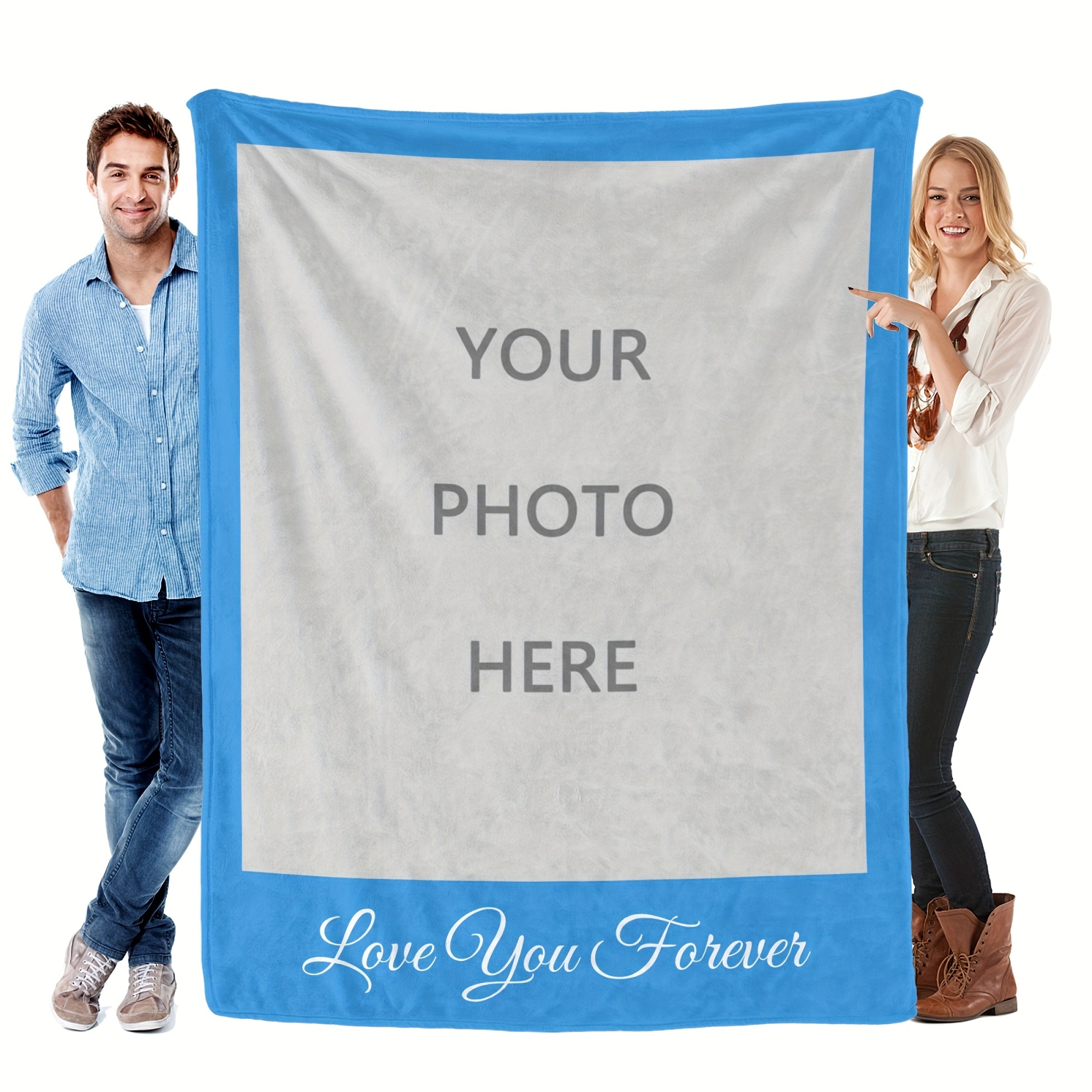 

1pc Customizable Photo Flannel Blanket - Soft, Cozy, , Outdoor, Beach, Camping, Living Room, Sofa, Pet, Office Cover - Gift, Decorative, And -up Companion