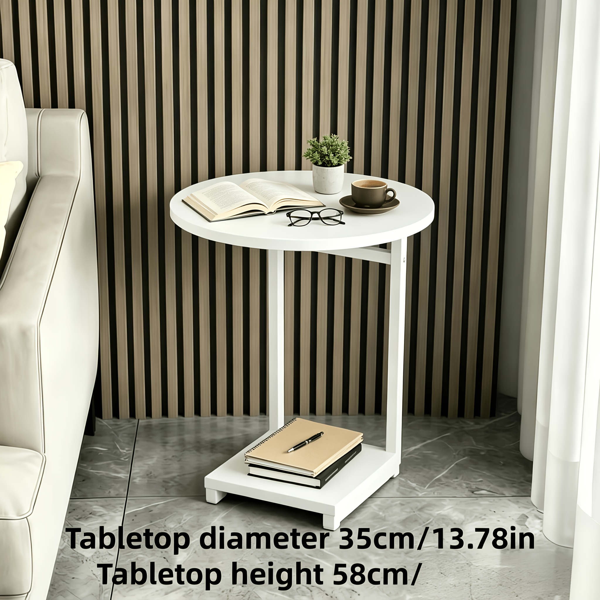 TEMU Modern Light Luxury Easy Metal Side Table With 2-layer Storage Shelf - Room, Bedroom And Bedside Coffee Table, Sturdy Black Metal, Space-saving