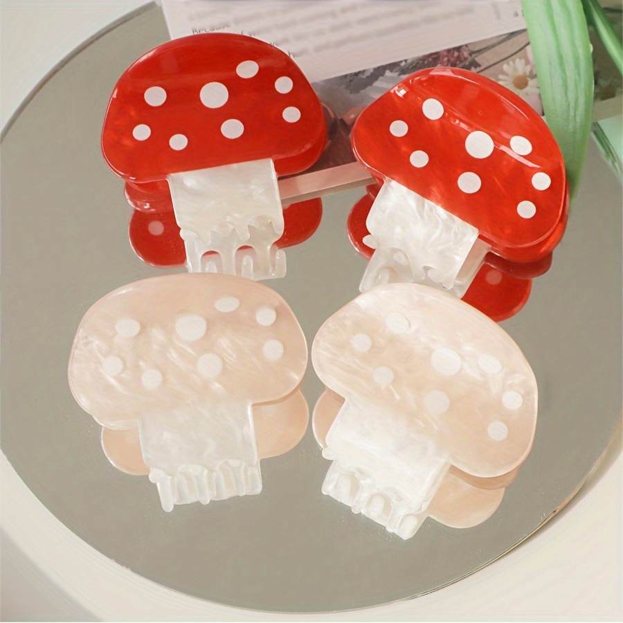 

Mushroom Hair Clip - Cute Acrylic Hair Accessory For Women & Girls, Bangs & Styling