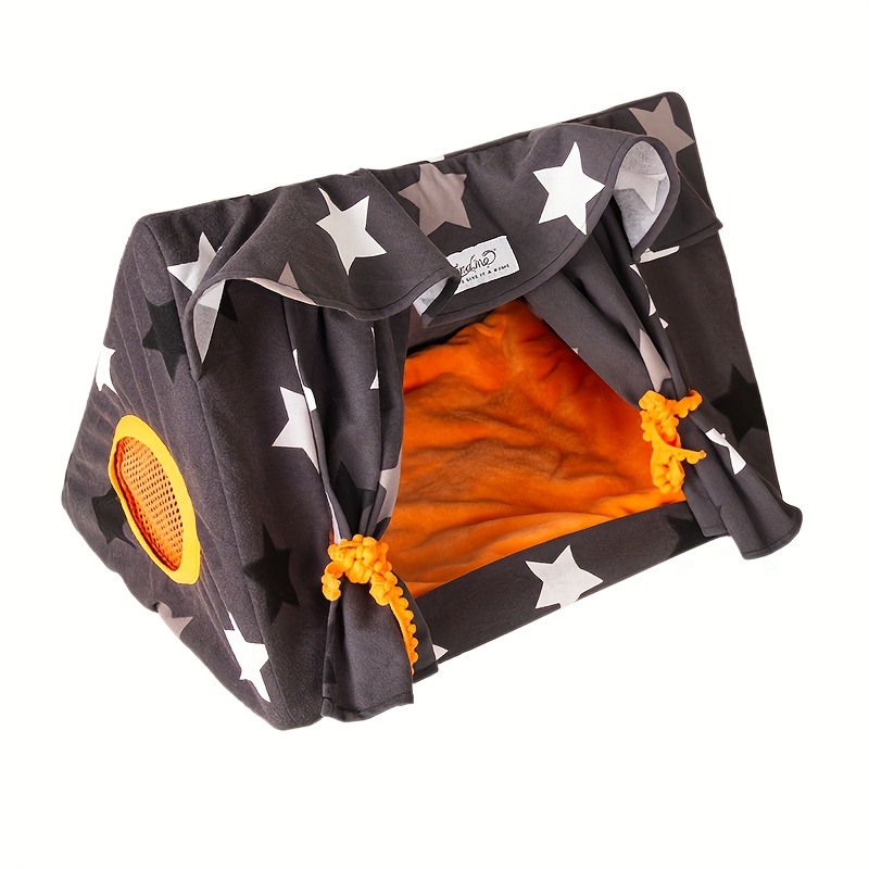 Image of Small Pet Hideout Washable Guinea Pig Tunnel With Curtains Hamster Hideout Pet House For Small And Medium Pets Cage-friendly Additions Small Animal Hamster/chinchilla/rabbit