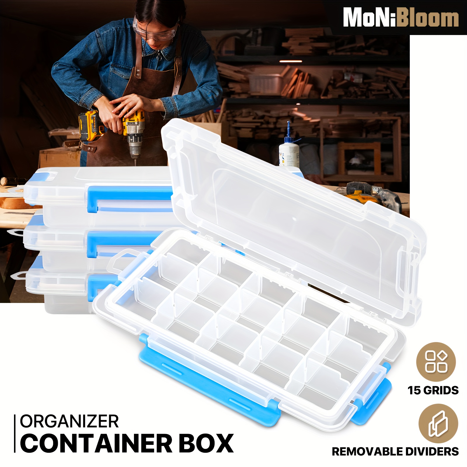 15 grid small tackle boxes organizer removable - Temu