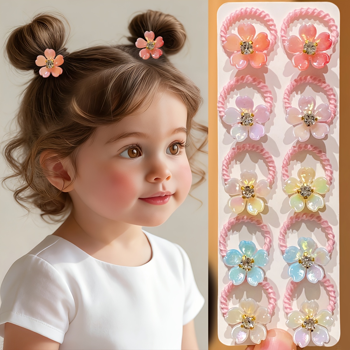 TEMU 10pcs Assorted Color Y2k Floral Hair Ties For, Cute And Sweet Dopamine Hair Bands. The Accessory Gift For Fashionable And Adorable. Suitable For