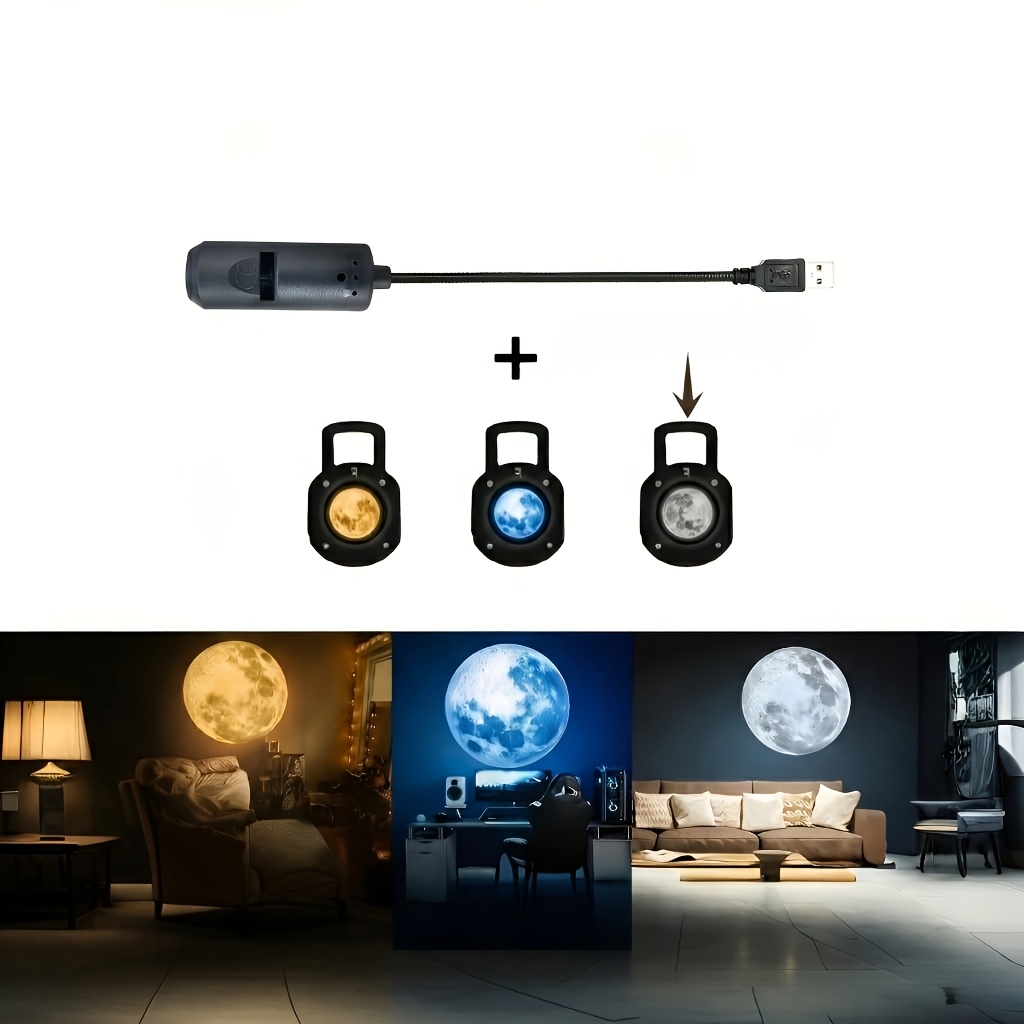 starry sky projection lamp usb powered 360 rotatable moon lamp with yellow white and blue slides bedroom ceiling decor light proposal and wedding background ambient light portable photo prop perfect essential gift for 13 holidays Product details 0