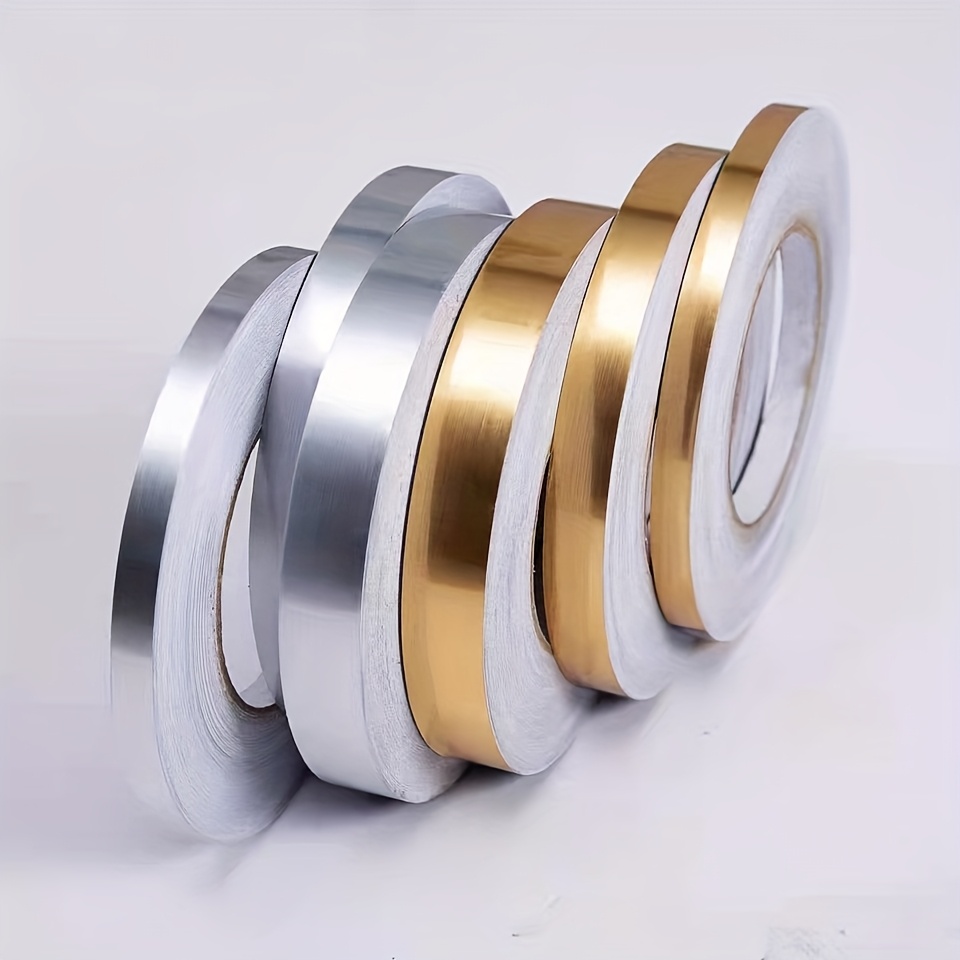 1 Roll Of 20m Long Brushed Golden And Silvery Beauty Seam Tape For Living Room Tile Floor Decoration, Waterproof Self-adhesive Beautiful Edge Line Floor Covering Tape