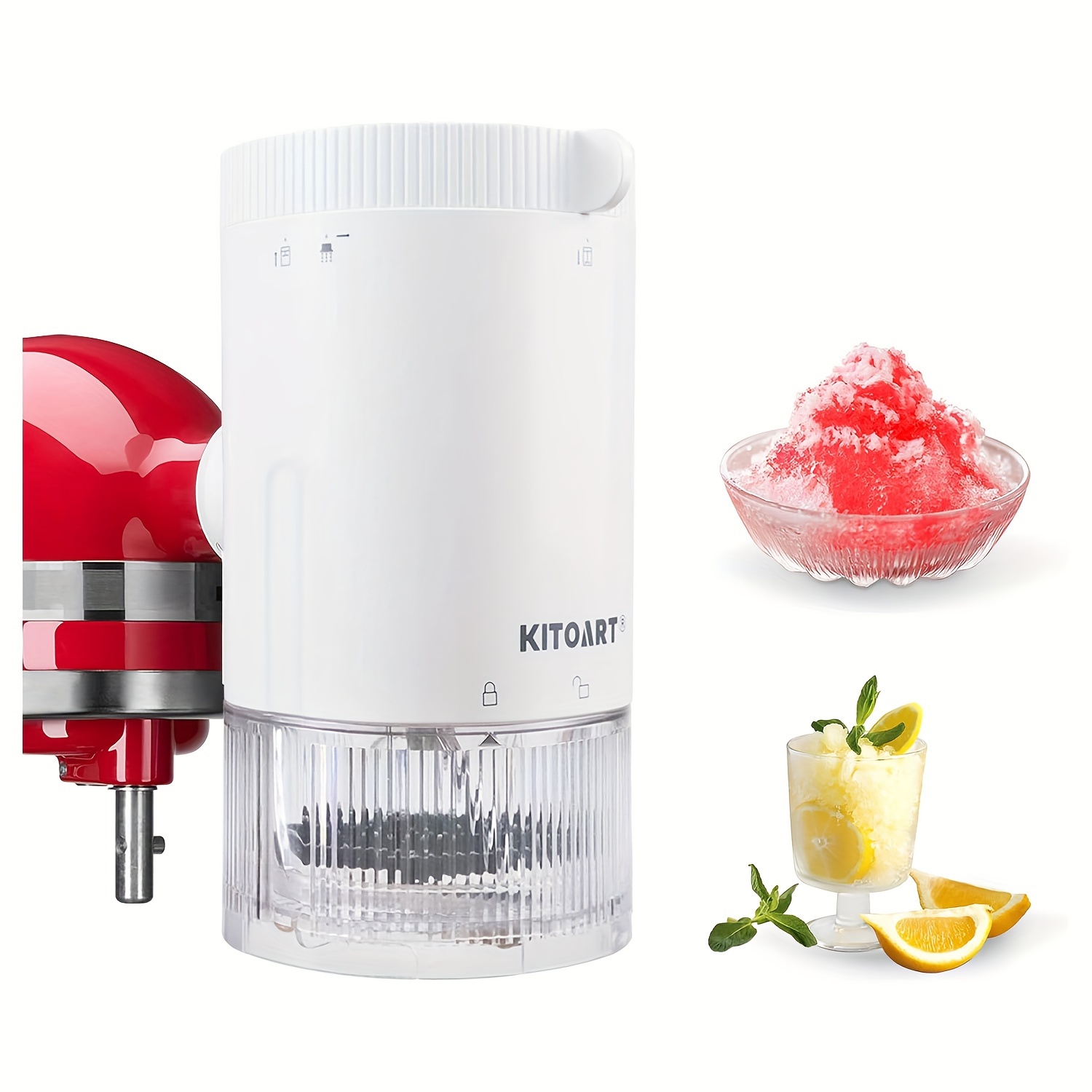 

Shaved Ice Attachment For , Snow Cone With Coarse And Fine Blades, 8 Ice Cube Molds, White (machine/mixer Not Included)