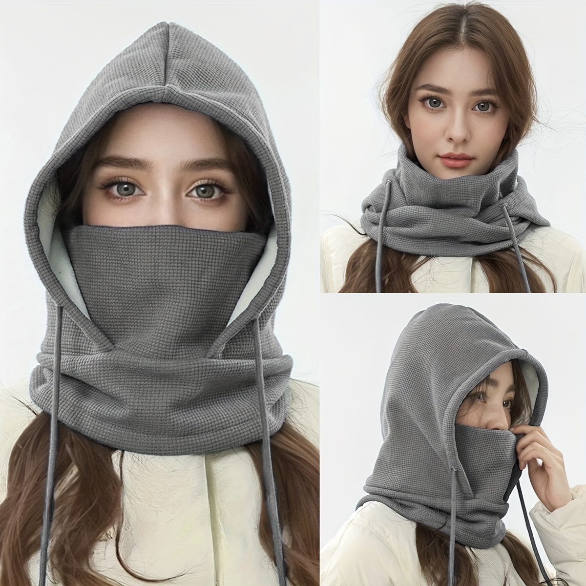 Grey Hooded Scarf - Etsy WAFFLE HOOD SCARF GREY