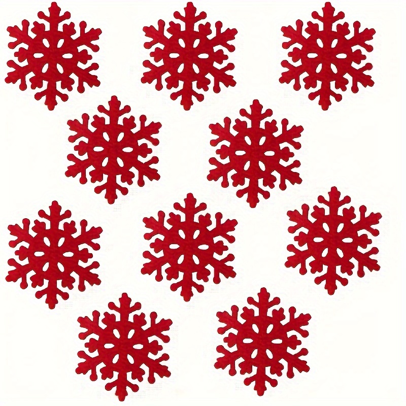 12pcs Christmas Themed Coasters Table Decorations Red Felt Snowflake Coffee Coasters For Winter Wedding Party