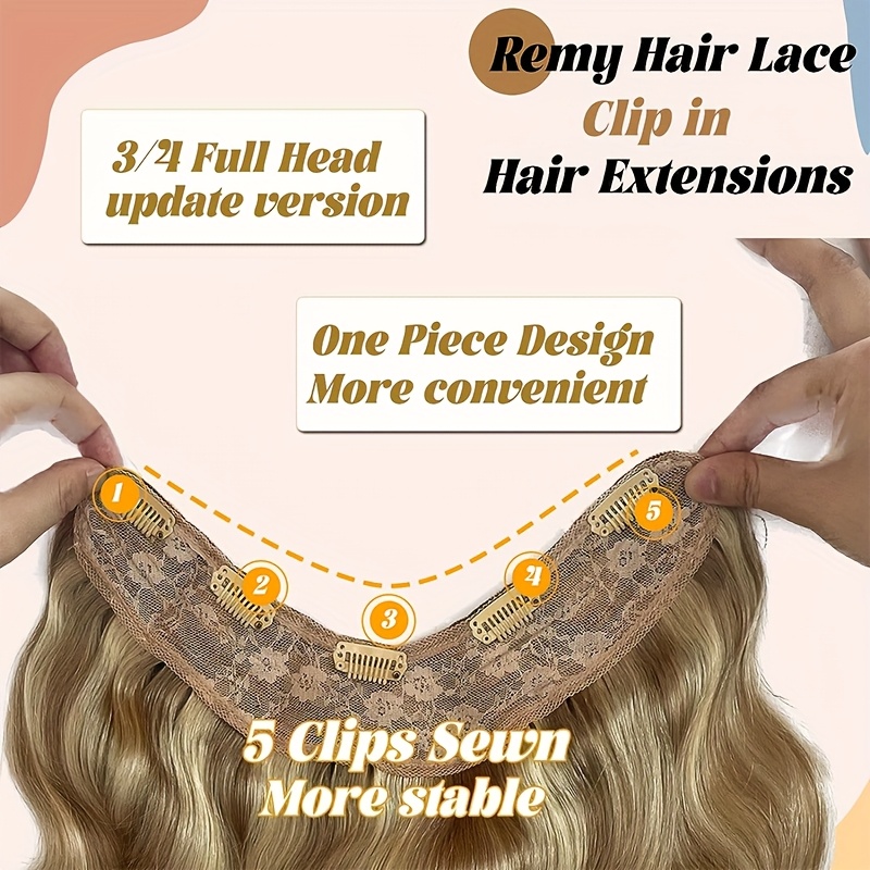 v shape clip in human hair extensions 12 inch double weft seamless clip in hair extensions human hair   v shape 100   human hair hairpieces for volume length black highlight details 6