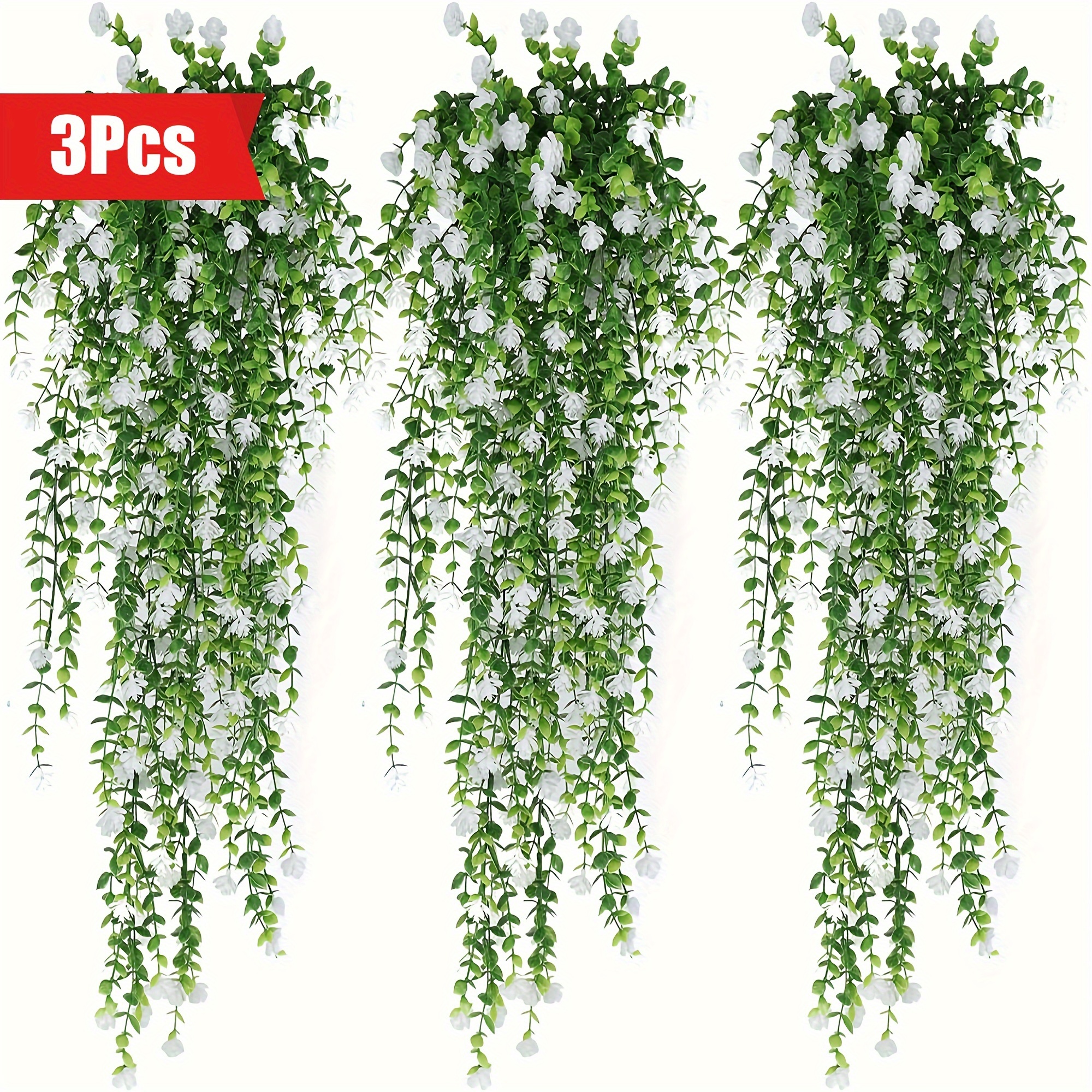 

3 Pcs Artificial Ivy Hanging Plants: Uv Plastic, For And Decorations, Detachable