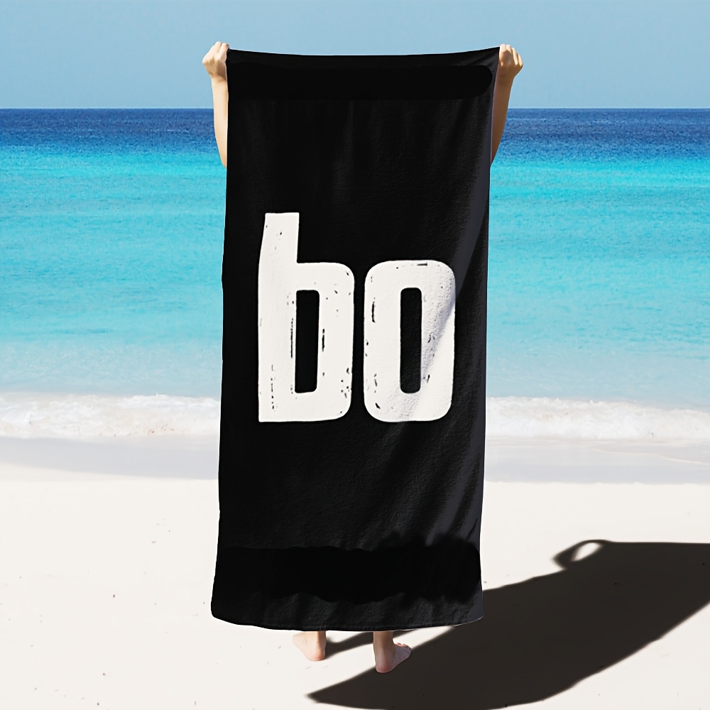 TEMU 1 Extra Large -dry Beach Towel - Sand-proof, Lightweight Bath Towel With 'bo' Lettering, Super Absorbent Microfiber, Suitable For Pool, Travel,