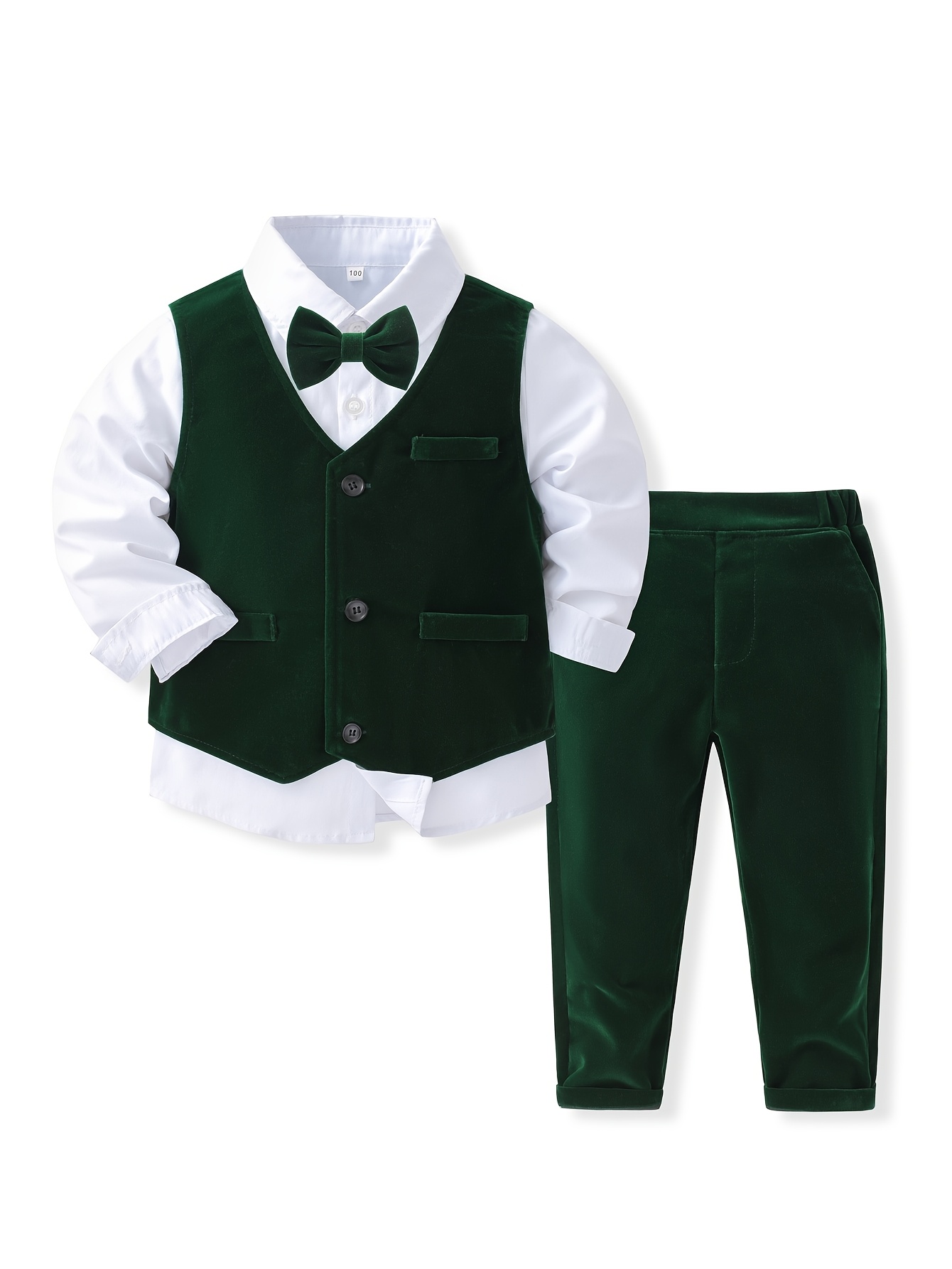 boys' christmas party outfit featuring a velvet vest and long