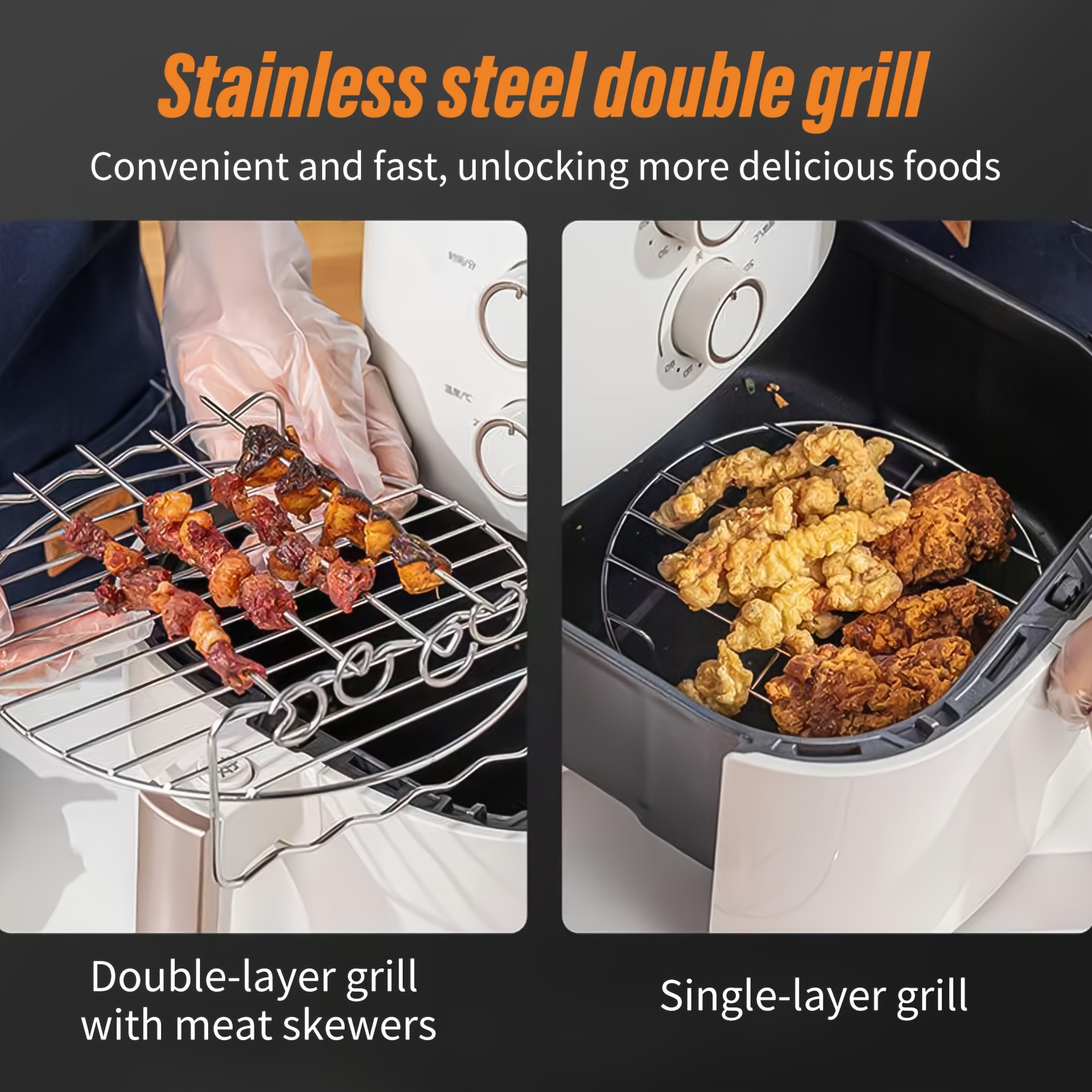 set of additions specifically for air fryers it   a baking basket pizza pan and stainless steel multi layer rack providing   to   expand your cooking space and unlock a   of   Product details 4