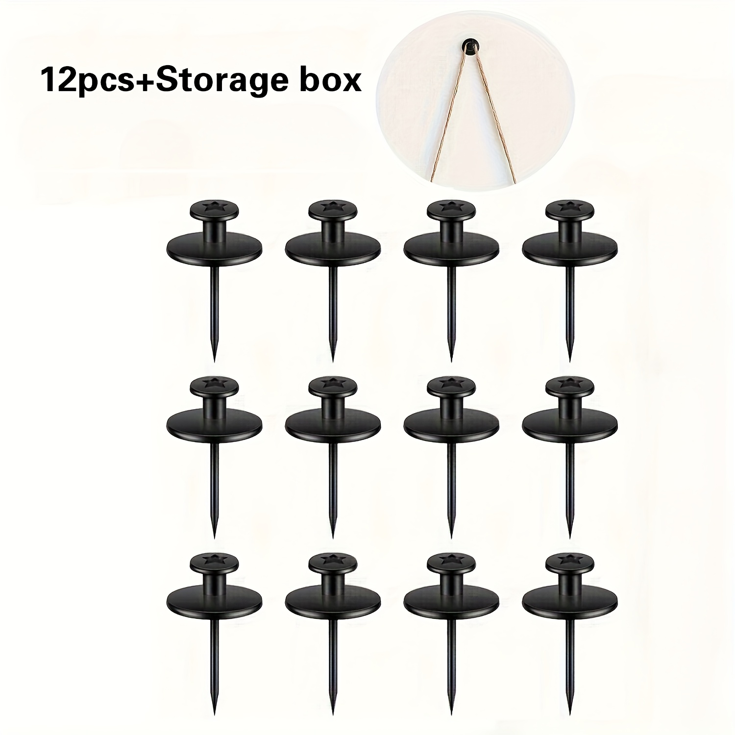 TEMU 12pcs Punaises à Double Tête en Métal avec Boîte OPP Transparente - Punaises Noires et Dorées Résistantes à la Rouille pour Bureau, Salle de