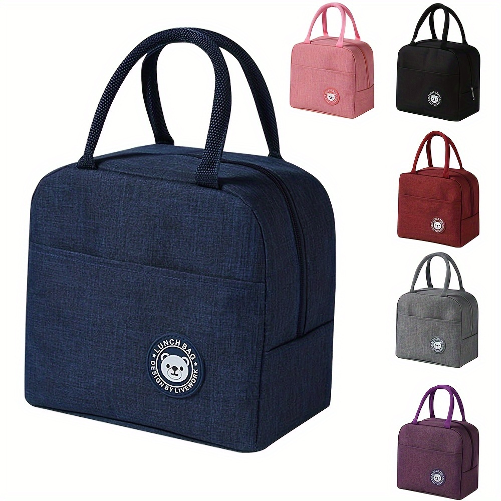 

1pc Insulated Lunch Bag With Bear Pattern - Waterproof And Portable Cooler Bag For School And Office