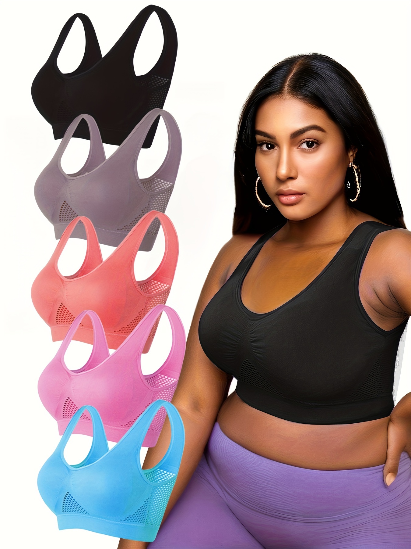 Plus Size Simple Bra Plus Size Solid Lightly Lined Super - Temu Canada