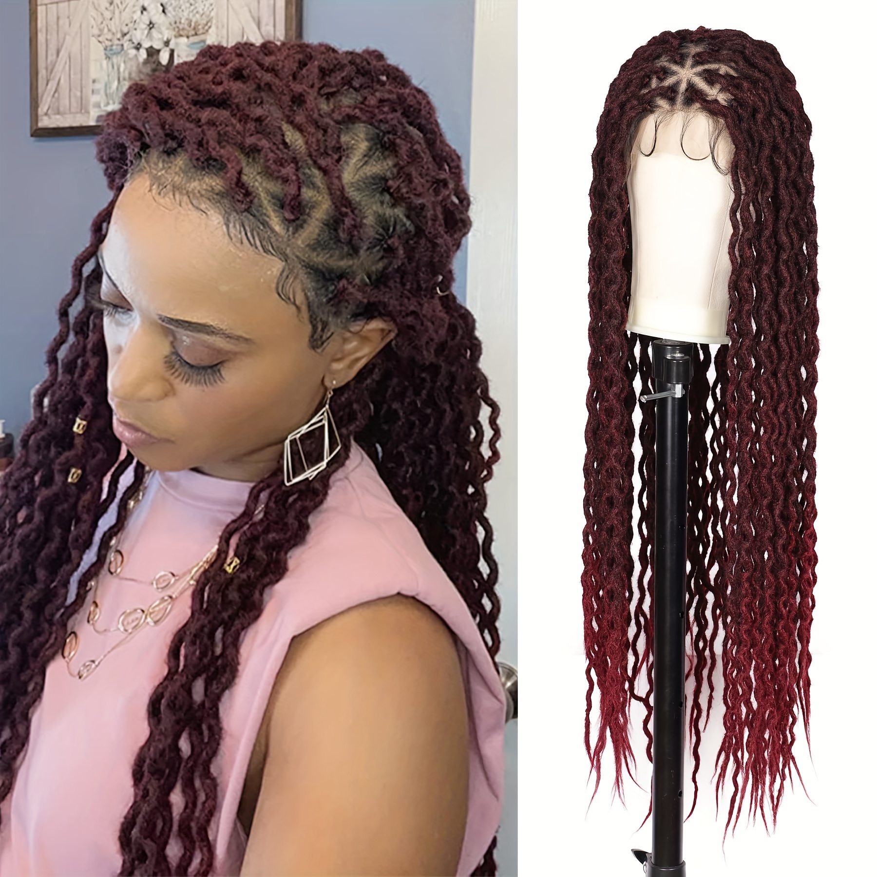 Braided wig,box braided wig ,lace front wig,full lace wig cornrow wig faux locs wig goddess locs 2024 wig braided wigs for black women twists