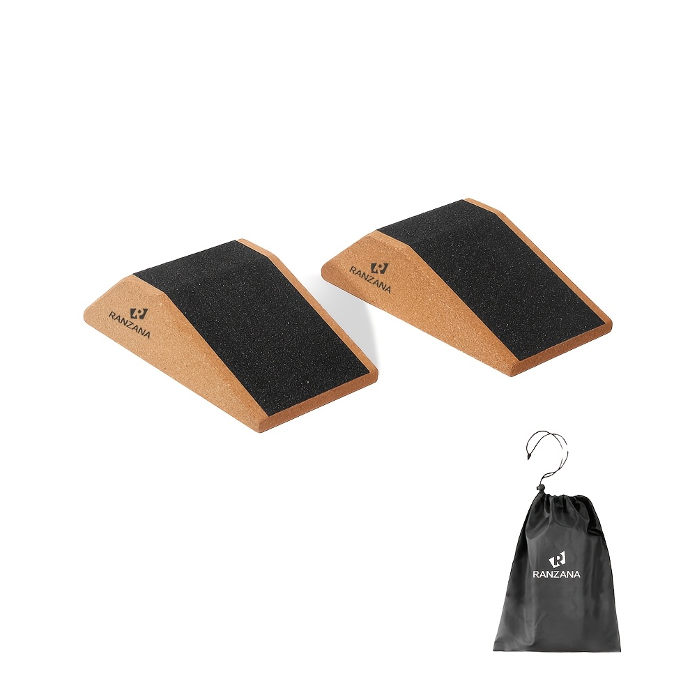 Image of Ranzana Brand, Anti-slip Pad Upgrade, Soft Cork Fitness Board Set With 2pcs Boards And Portable Bag, Upgraded Anti-slip Heel Height Squat Wedge
