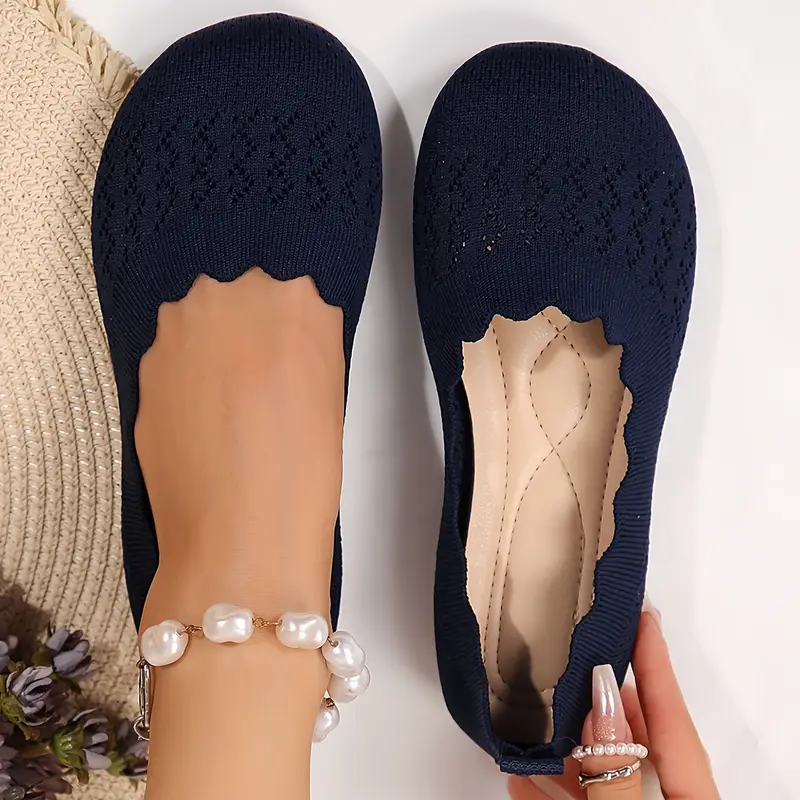 womens fashion wavy lace knit shoes details 6
