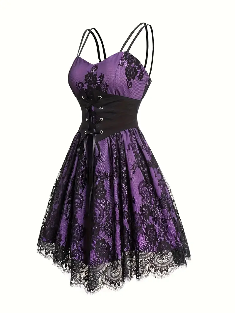 purple cami dress dark aesthetic womens lace dress - Temu purple cami dress dark aesthetic womens lace dress - Temu