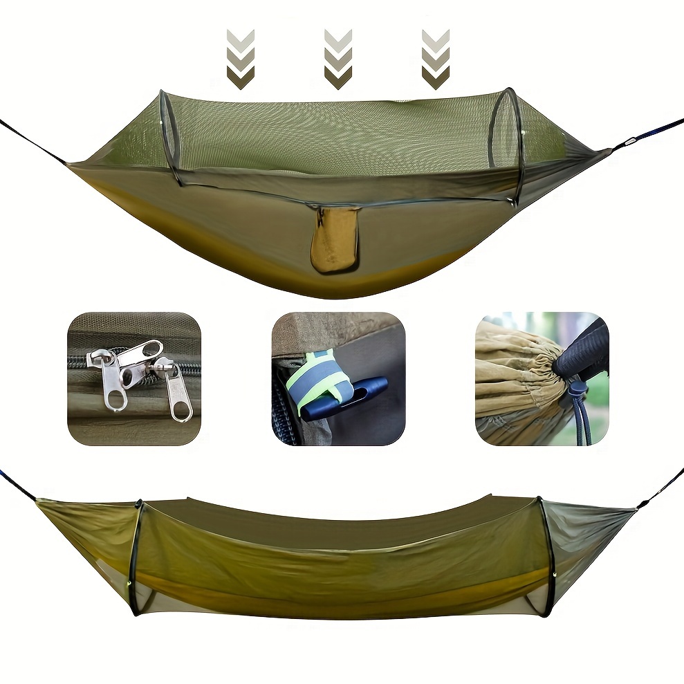 

Nylon Automatic Quick-opening Hammock With Mosquito Net - Portable And Lightweight For Travel, Camping, And Outdoor Use