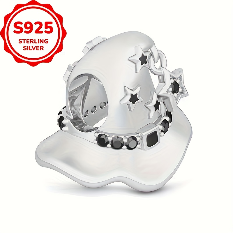 1pc 925 925 Silvery Hat Design Necklace Or Bracelet Pendant Diy Making Jewelry Accessories Ideal Gift