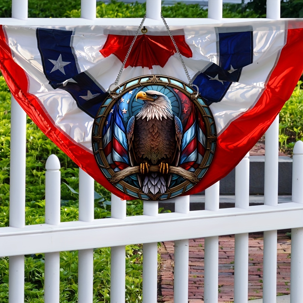 1pc patriotic acrylic suncatcher with american flag design 5 9x5 9in eagle window hanging 4th of july independence day decoration home porch wall decor details 5