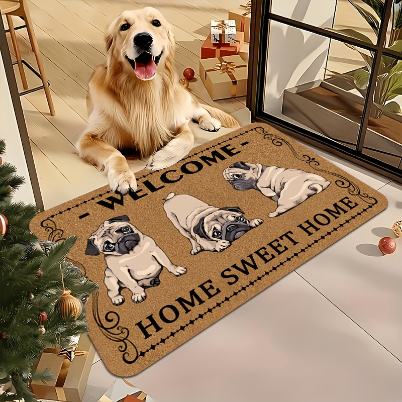 

Adorable Pug Welcome Mat For Home Entrance - Soft, Thick 1.0-inch Comfortable Doormat, Non-slip, Machine Washable, Indoor/outdoor Decor