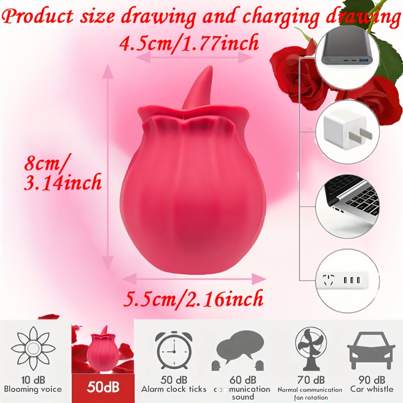 1pc tongue licking rose flower multi frequency tongue